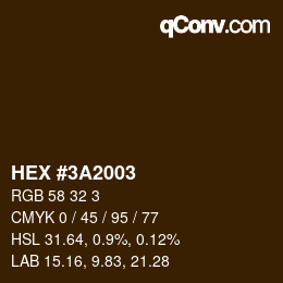 Farbcode: HEX #3A2003 | qconv.com