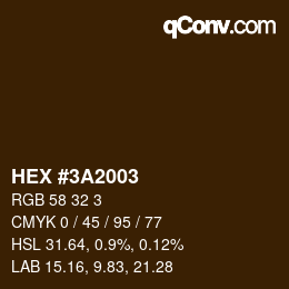 Código de color: HEX #3A2003 | qconv.com