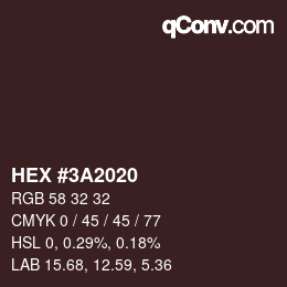 Color code: HEX #3A2020 | qconv.com