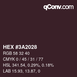 カラーコード: HEX #3A2028 | qconv.com