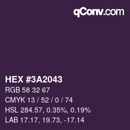 カラーコード: HEX #3A2043 | qconv.com