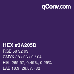 カラーコード: HEX #3A205D | qconv.com