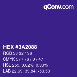カラーコード: HEX #3A2088 | qconv.com