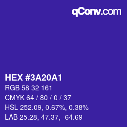 Color code: HEX #3A20A1 | qconv.com