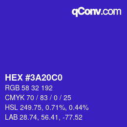 カラーコード: HEX #3A20C0 | qconv.com