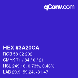 Color code: HEX #3A20CA | qconv.com