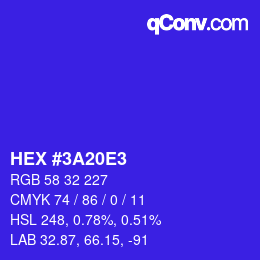 Color code: HEX #3A20E3 | qconv.com