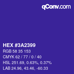 颜色代码: HEX #3A2399 | qconv.com