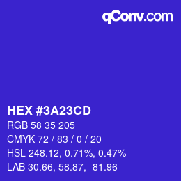 Color code: HEX #3A23CD | qconv.com