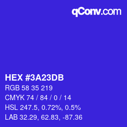 Color code: HEX #3A23DB | qconv.com