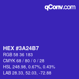 Color code: HEX #3A24B7 | qconv.com