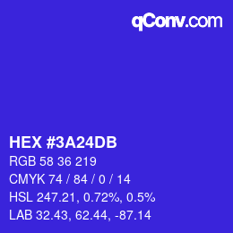 颜色代码: HEX #3A24DB | qconv.com