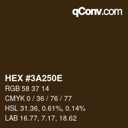 Código de color: HEX #3A250E | qconv.com