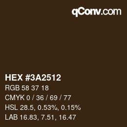 Color code: HEX #3A2512 | qconv.com