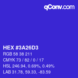 Color code: HEX #3A26D3 | qconv.com