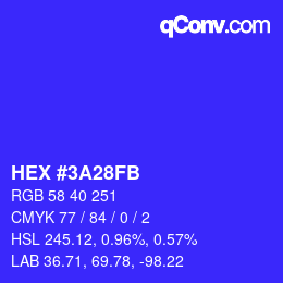 Color code: HEX #3A28FB | qconv.com