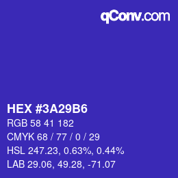 カラーコード: HEX #3A29B6 | qconv.com