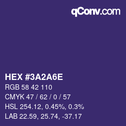カラーコード: HEX #3A2A6E | qconv.com