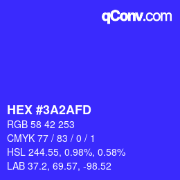 Color code: HEX #3A2AFD | qconv.com