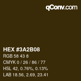 カラーコード: HEX #3A2B08 | qconv.com