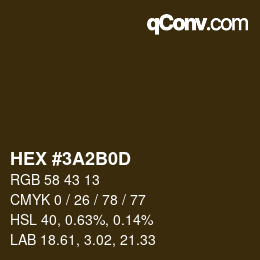 カラーコード: HEX #3A2B0D | qconv.com