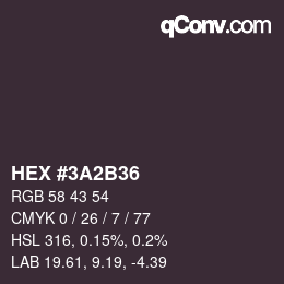 Código de color: HEX #3A2B36 | qconv.com
