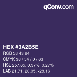 Code couleur: HEX #3A2B5E | qconv.com