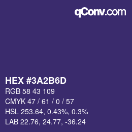 カラーコード: HEX #3A2B6D | qconv.com