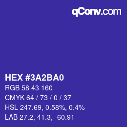 カラーコード: HEX #3A2BA0 | qconv.com