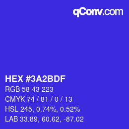 颜色代码: HEX #3A2BDF | qconv.com