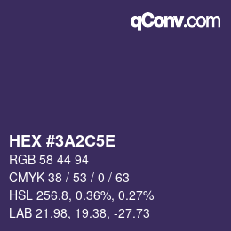 Farbcode: HEX #3A2C5E | qconv.com