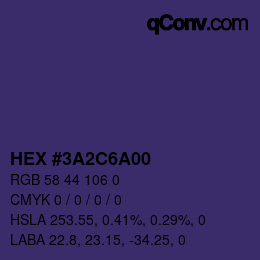 Color code: HEX #3A2C6A00 | qconv.com