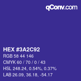 Color code: HEX #3A2C92 | qconv.com