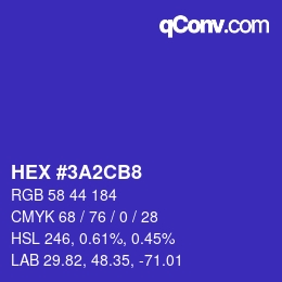 Color code: HEX #3A2CB8 | qconv.com