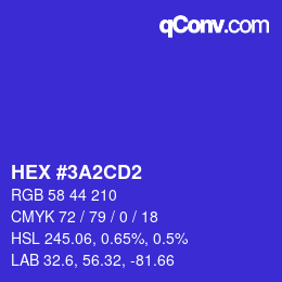 カラーコード: HEX #3A2CD2 | qconv.com