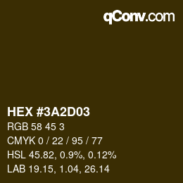 颜色代码: HEX #3A2D03 | qconv.com