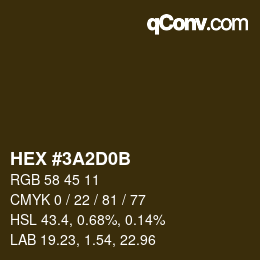 Color code: HEX #3A2D0B | qconv.com