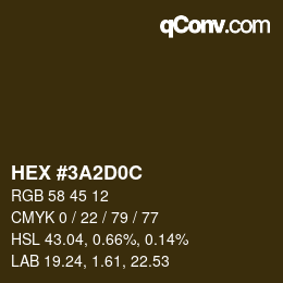 Color code: HEX #3A2D0C | qconv.com