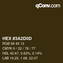 カラーコード: HEX #3A2D0D | qconv.com