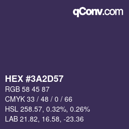 カラーコード: HEX #3A2D57 | qconv.com