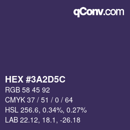 カラーコード: HEX #3A2D5C | qconv.com