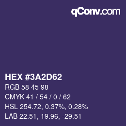 颜色代码: HEX #3A2D62 | qconv.com