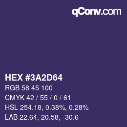 Color code: HEX #3A2D64 | qconv.com