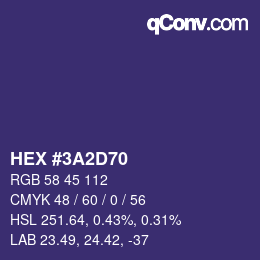 Color code: HEX #3A2D70 | qconv.com