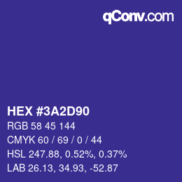 颜色代码: HEX #3A2D90 | qconv.com