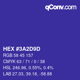 Color code: HEX #3A2D9D | qconv.com