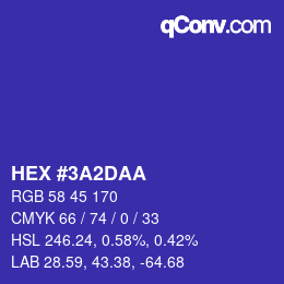 颜色代码: HEX #3A2DAA | qconv.com