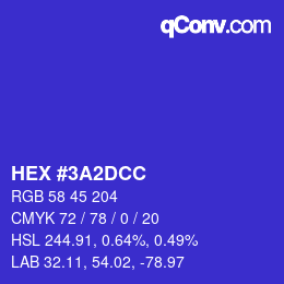 カラーコード: HEX #3A2DCC | qconv.com