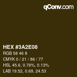 颜色代码: HEX #3A2E08 | qconv.com