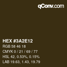 Color code: HEX #3A2E12 | qconv.com